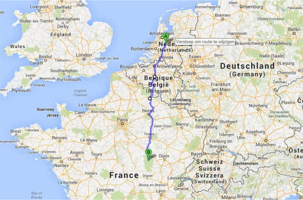 Kaart met routebeschrijving naar de Morvan